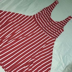 Red and White Striped Forever 21 Skater Dress